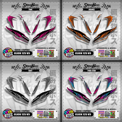CLICK 125 V3 DECALS ( VARICHA X STRIPPINGS )【WITH FREEBIES】