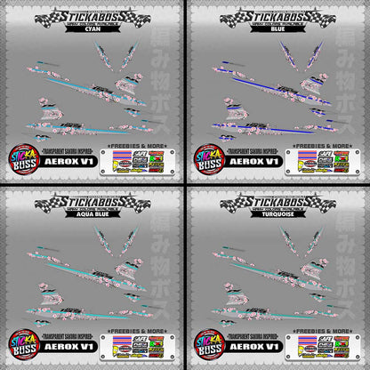 【PREMIUM UV PRINT】TRANSPARENT AEROX 155 V1 (  SAKURA INSPIRED )【WITH FREEBIES】