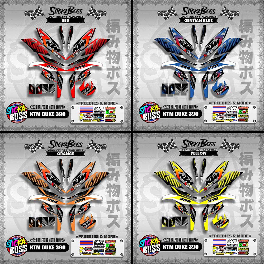 KTM DUKE 390 STICKER DECALS ( 2024 HALFTONE MOTIF TEMP 5 )【WITH FREEBIES】