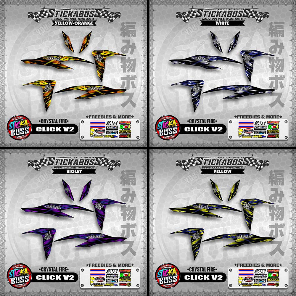 CLICK V2 STICKER DECALS ( CRYSTAL FIRE )【WITH FREEBIES】