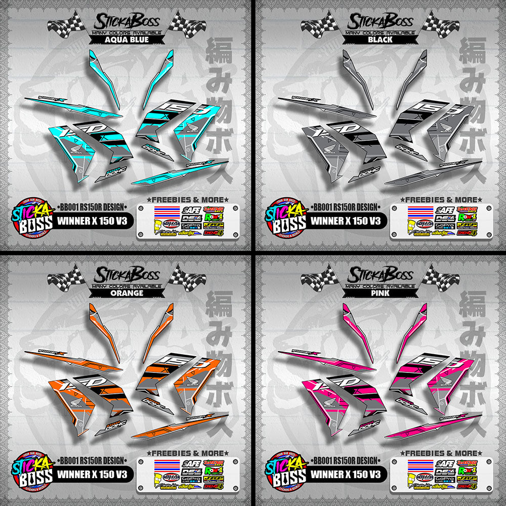 WINNER X 150 V3 DECALS ( BB001 RS150R DESIGN )【WITH FREEBIES】