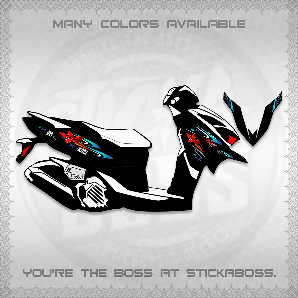 CLICK 125 V4 DECALS (2026 ARAI STAR RACING DESIGN) STICKER DECALS By STICKABOSS