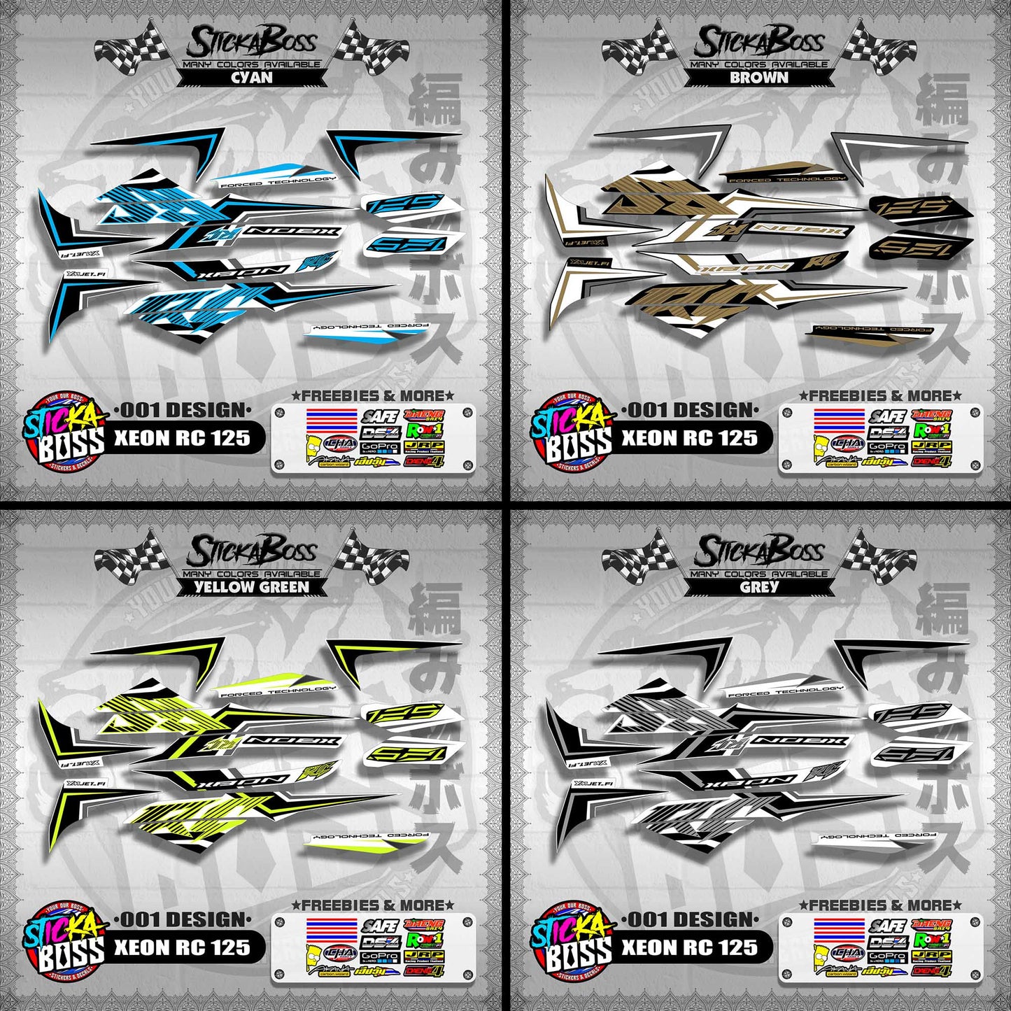 XEON RC 125 STOCK DECALS ( 001 DESIGN )【WITH FREEBIES】