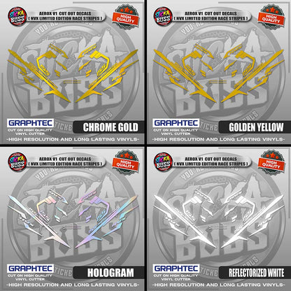 AEROX V1 CUT OUT DECALS ( NVX LIMITED EDITION RACE STRIPES ) | VINYL WATERPROOF CUT-OUT DECALS