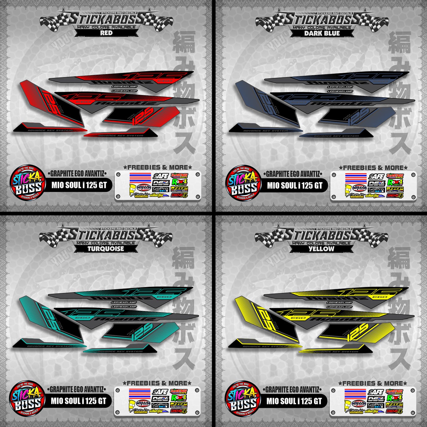 MIO SOUL I 125 GT STICKER DECALS ( GRAPHITE EGO AVANTIZ )【WITH FREEBIES】