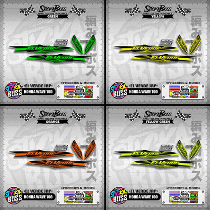 HONDA WAVE 100 DECALS ( EL VERDE JRP )【WITH FREEBIES】