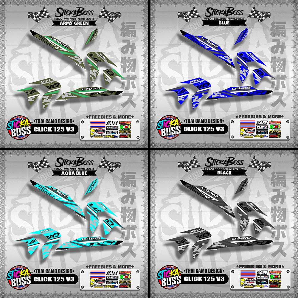 CLICK 125i V3 DECALS ( THAI CAMO DESIGN )【WITH FREEBIES】