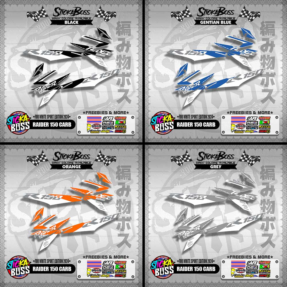 RAIDER 150 CARB DECALS ( FOR WHITE SPORT EDITION 2024 )【WITH FREEBIES】
