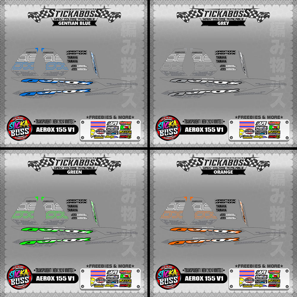 [ PREMIUM UV PRINT ] TRANSPARENT  AEROX 155 V1 DECALS ( NEW 2024 VORTEX )【WITH FREEBIES】