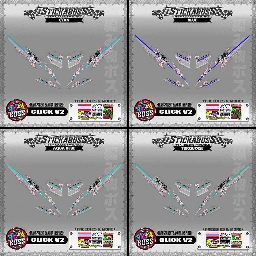 【PREMIUM UV PRINT】TRANSPARENT CLICK 125 / 150 V2 DECALS ( SAKURA INSPIRED )【WITH FREEBIES】