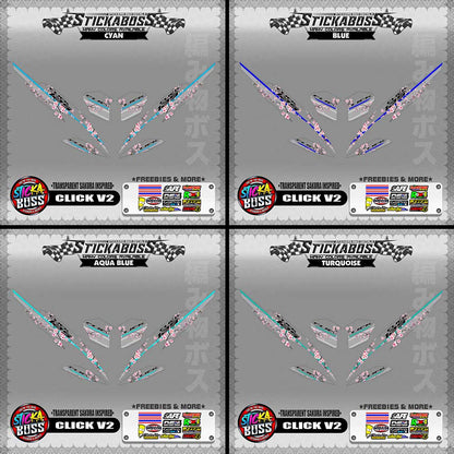 【PREMIUM UV PRINT】TRANSPARENT CLICK 125 / 150 V2 DECALS ( SAKURA INSPIRED )【WITH FREEBIES】