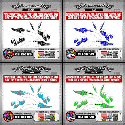 CLICK V3 INDO STICKER DECALS ( TRANSPARENT 2025 SHARP ABSTRACT )【WITH FREEBIES】
