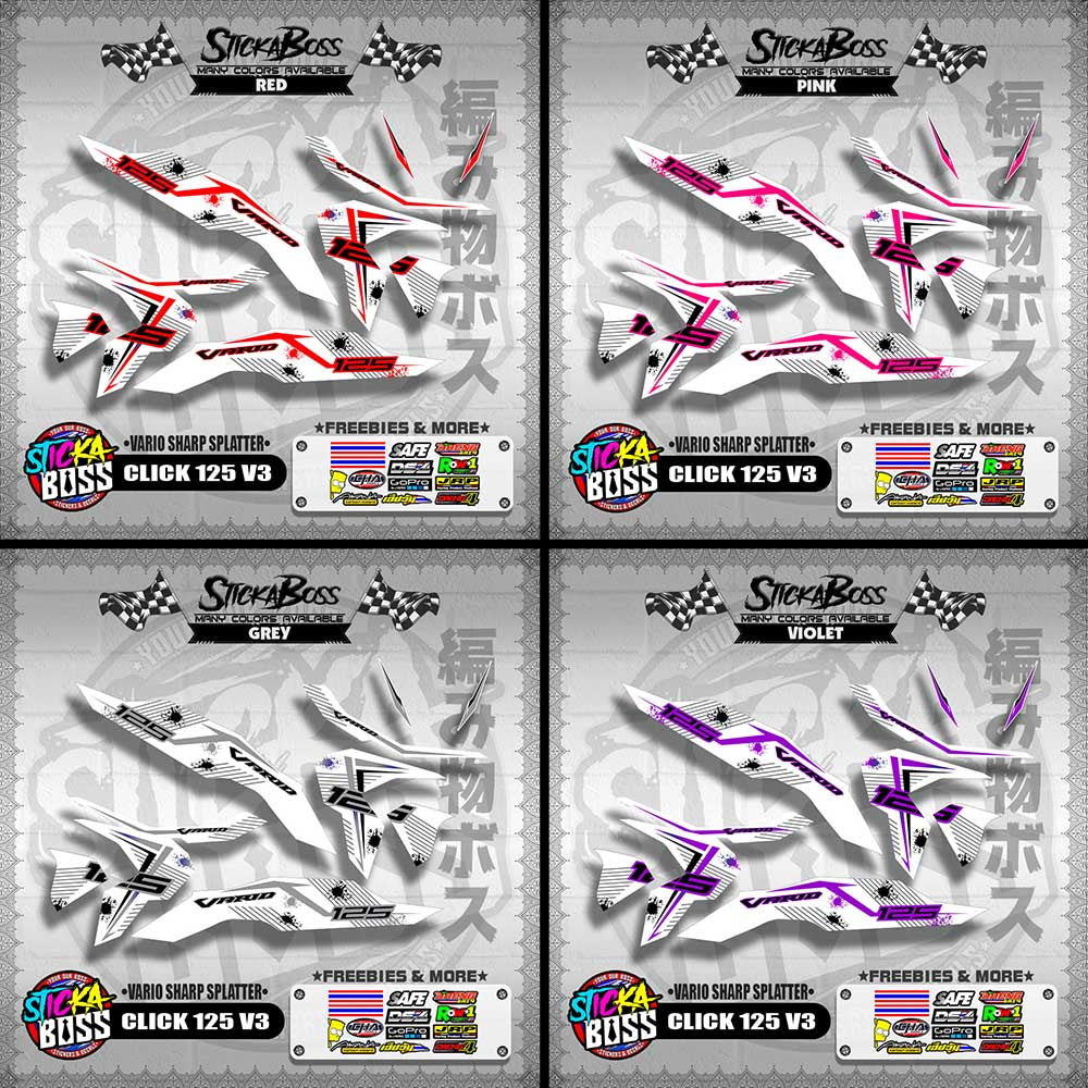 CLICK 125 V3 DECALS ( FOR WHITE VARIO SHARP SPLATTER )【WITH FREEBIES】