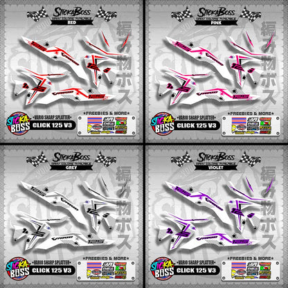 CLICK 125 V3 DECALS ( FOR WHITE VARIO SHARP SPLATTER )【WITH FREEBIES】