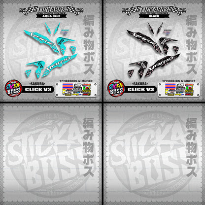 CLICK V3 STICKER DECALS (  SAKURA )【WITH FREEBIES】