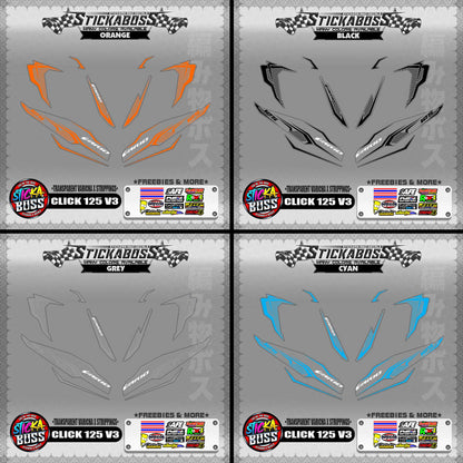 [ PREMIUM UV PRINT ] TRANSPARENT CLICK 125 V3 DECALS ( VARICHA X STRIPPINGS )【WITH FREEBIES】