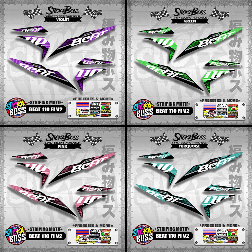 BEAT 110 FI V2 DECALS ( STRIPING MOTIF ) [ PREMIUM GLOSSY LAMINATED ]【WITH FREEBIES】