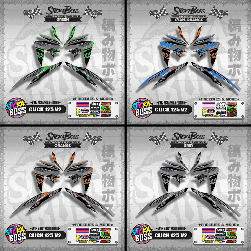 CLICK 125 V2 DECALS ( VV12 MALAYSIAN EDITION ) 【WITH FREEBIES】