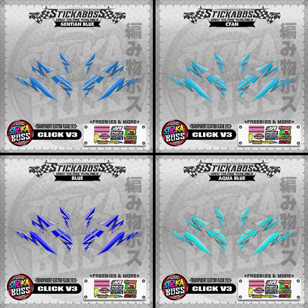 【PREMIUM UV PRINT】TRANSPARENT CLICK 125 V3 STICKER DECALS ( ELECTRO FLASH 2023 )【WITH FREEBIES】