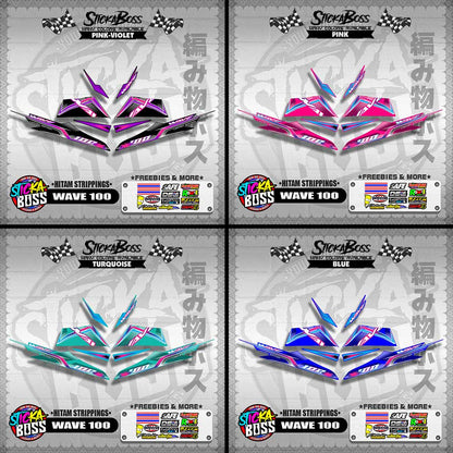 WAVE 100 MALAYSIAN DECALS ( HITAM STRIPPINGS )【WITH FREEBIES】