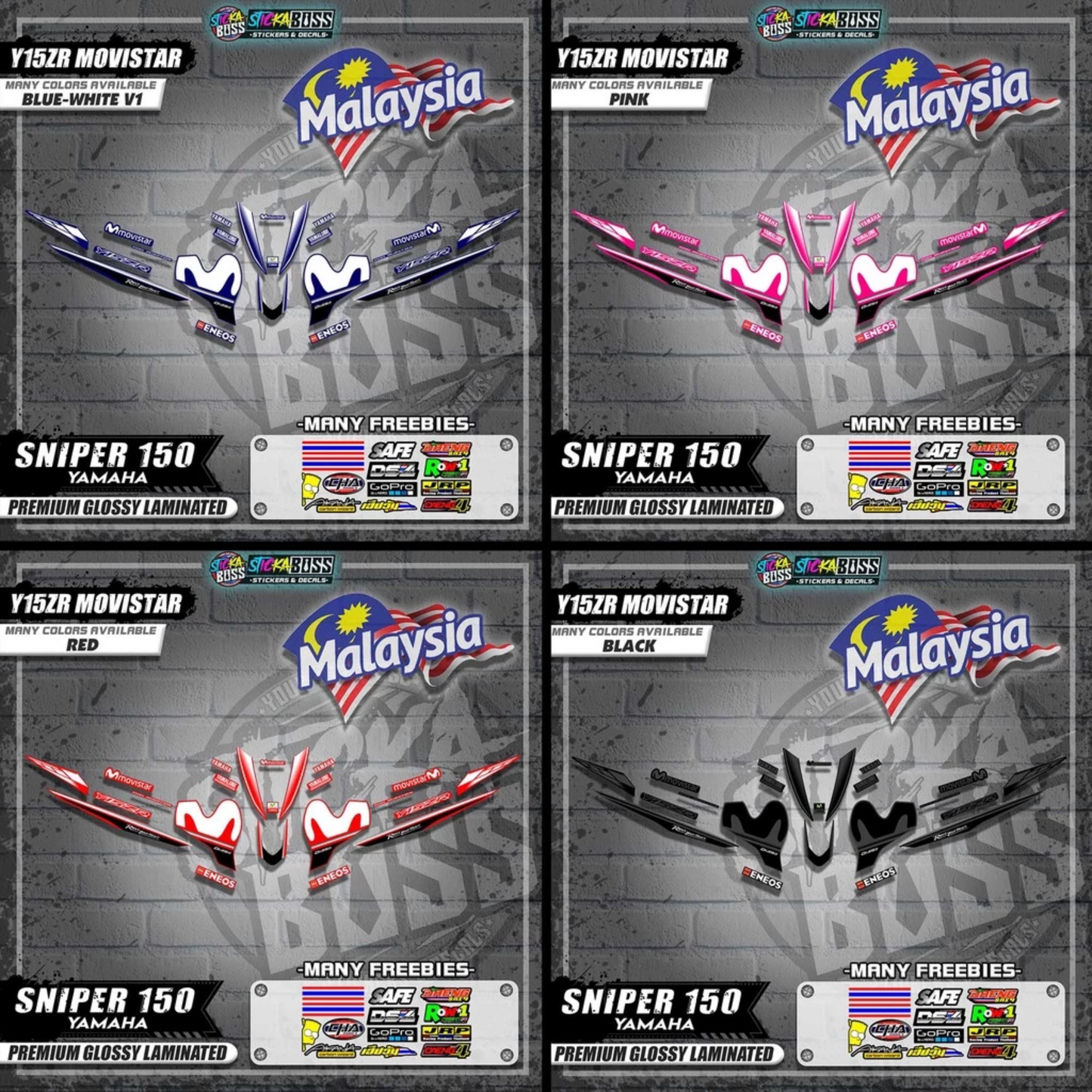 Sniper 150 Malaysian Decals ( Y15ZR MOVISTAR )【WITH FREEBIES】Malaysia Concept