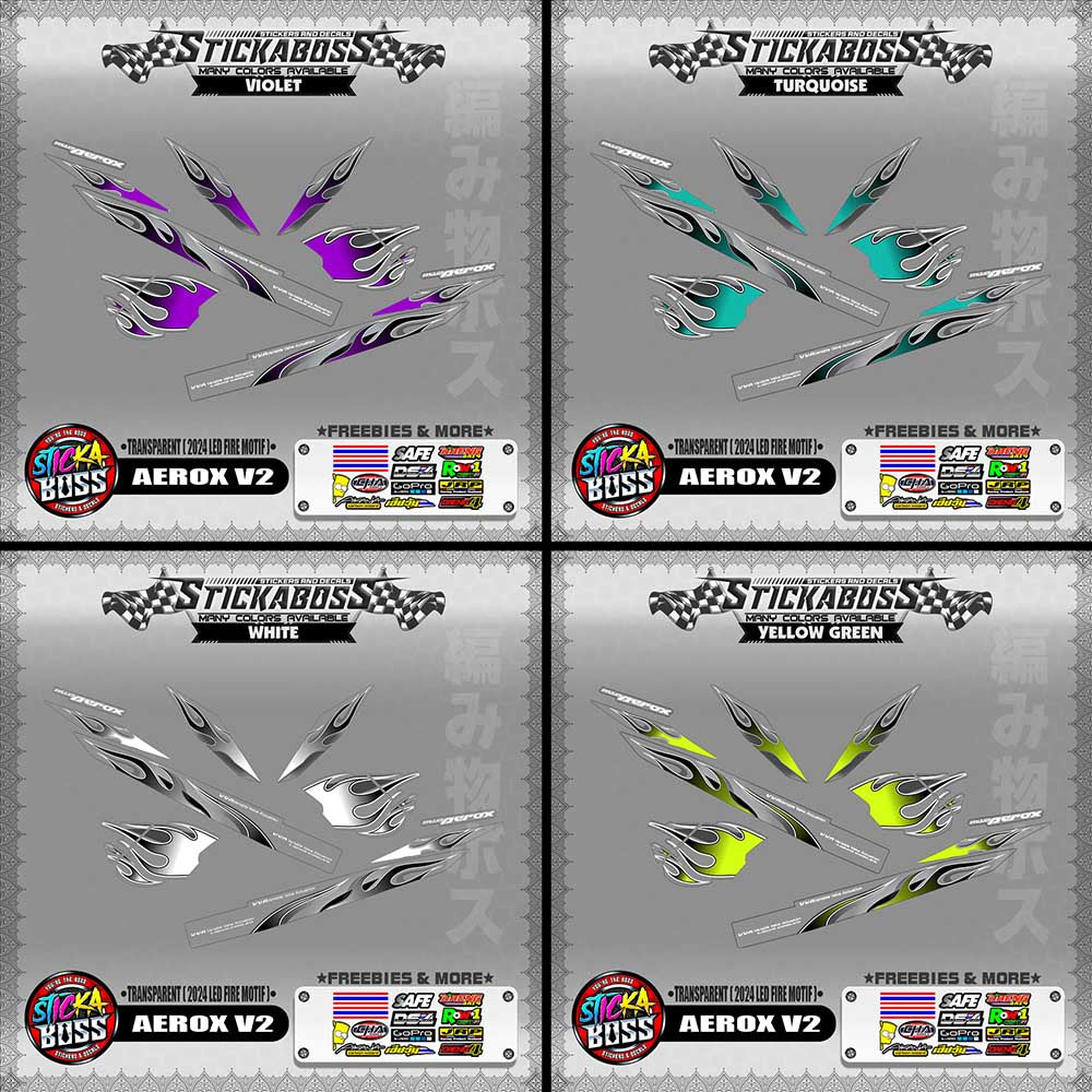 [ PREMIUM UV PRINT ] TRANSPARENT AEROX V2 DECALS ( 2024 LED FIRE MOTIF )【WITH FREEBIES】