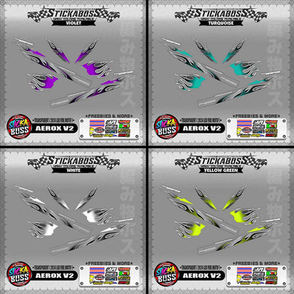 [ PREMIUM UV PRINT ] TRANSPARENT AEROX V2 DECALS ( 2024 LED FIRE MOTIF )【WITH FREEBIES】