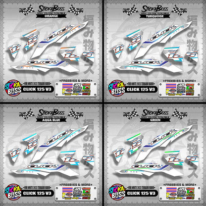 CLICK 125 V3 DECALS ( FOR WHITE 2023 TERBARU VARIO ) [ PREMIUM GLOSSY LAMINATED ]【WITH FREEBIES】
