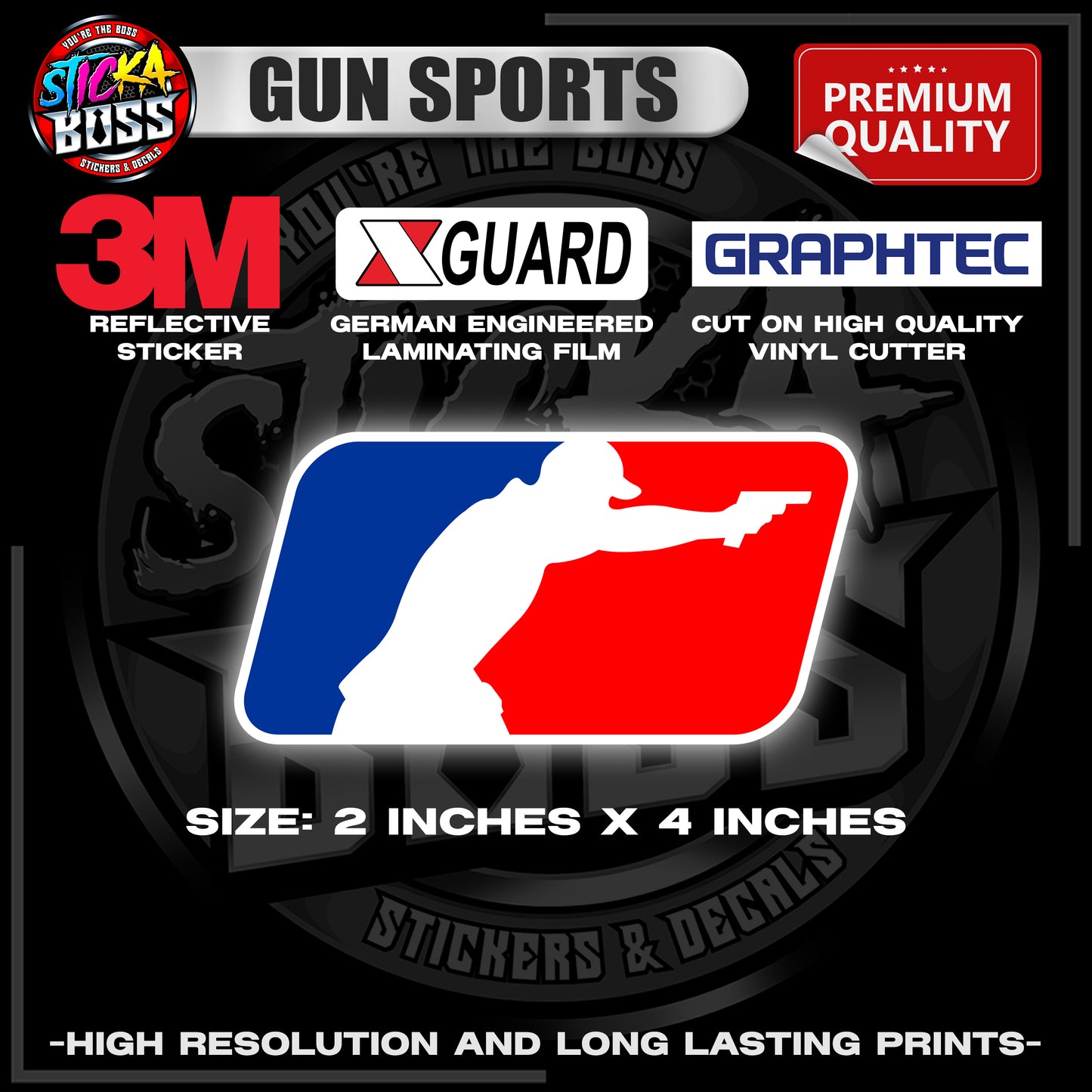 GUN SPORTS | 3M REFLECTIVE STICKER | PREMIUM LAMINATED【PREMIUM QUALITY】