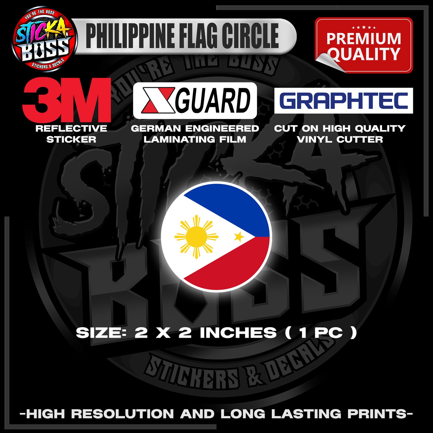 PHILIPPINE FLAG CIRCLE | 3M REFLECTIVE STICKER | PREMIUM LAMINATED【PREMIUM QUALITY】