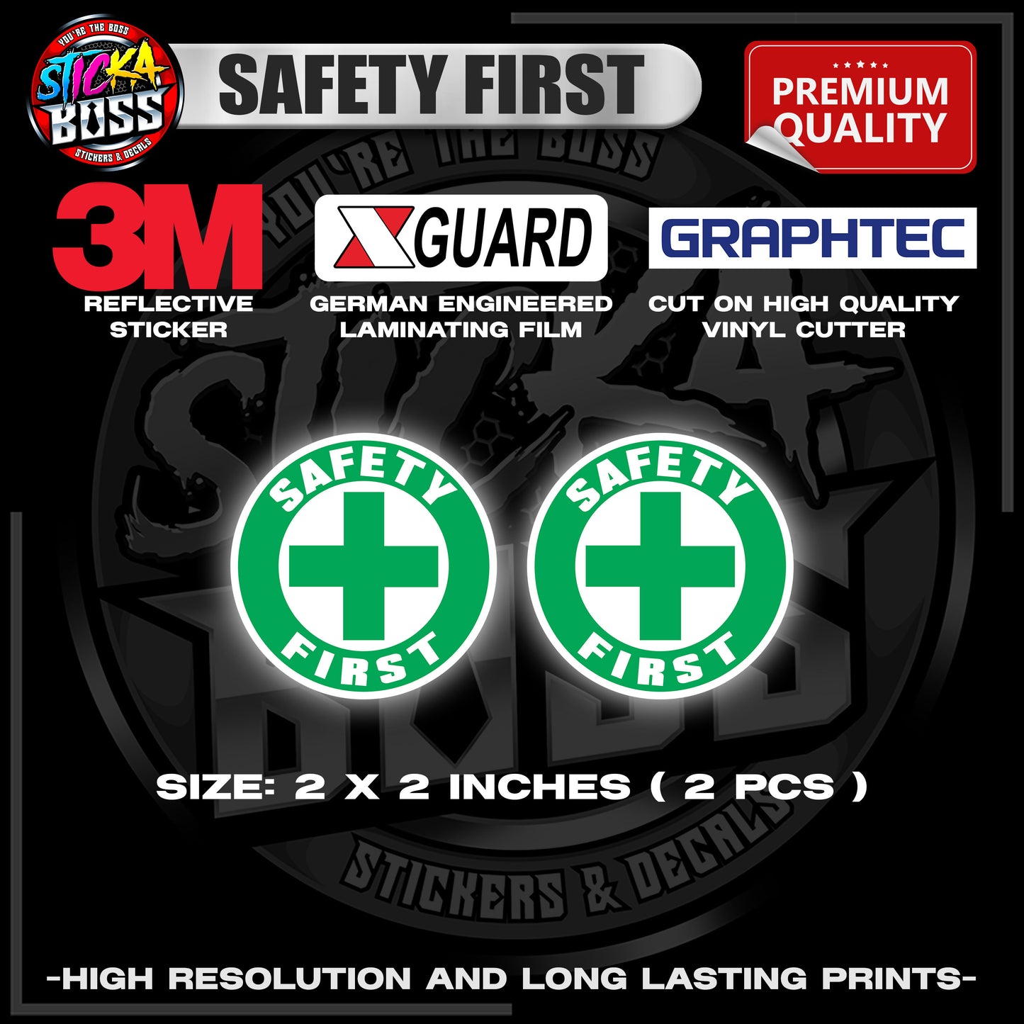 SAFETY FIRST | 3M REFLECTIVE STICKER | PREMIUM LAMINATED【PREMIUM QUALITY】