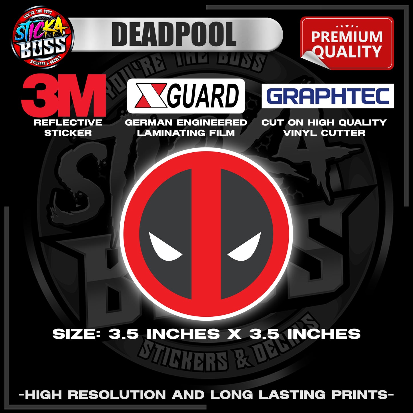 DEADPOOL | 3M REFLECTIVE STICKER | PREMIUM LAMINATED【PREMIUM QUALITY】