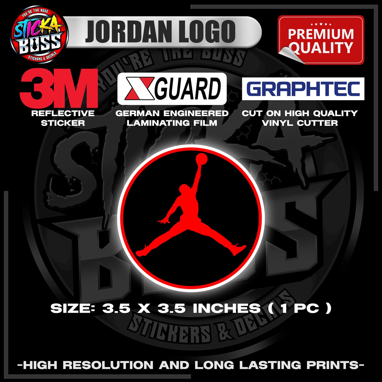 JORDAN LOGO | 3M REFLECTIVE STICKER | PREMIUM LAMINATED【PREMIUM QUALITY】