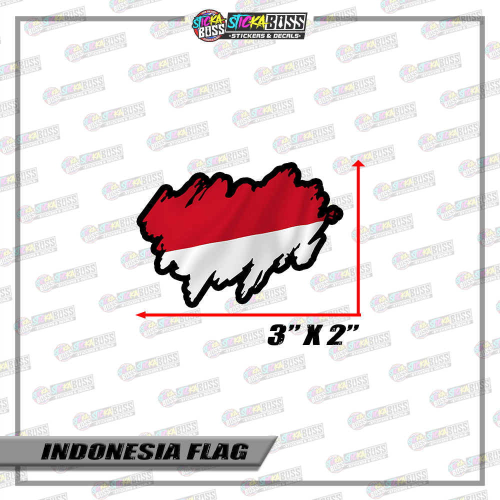 INDONESIA FLAG STICKER | VINYL WATERPROOF STICKER |【PRINTED】