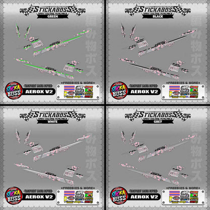 【PREMIUM UV PRINT】TRANSPARENT AEROX 155 V2 ( SAKURA INSPIRED )【WITH FREEBIES】
