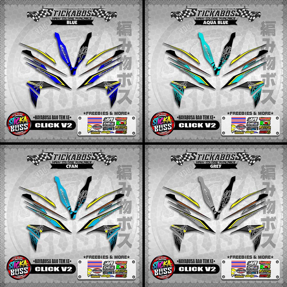 CLICK V2 INDO STICKER DECALS ( HAYABUSA BAO TEM XE )【WITH FREEBIES】