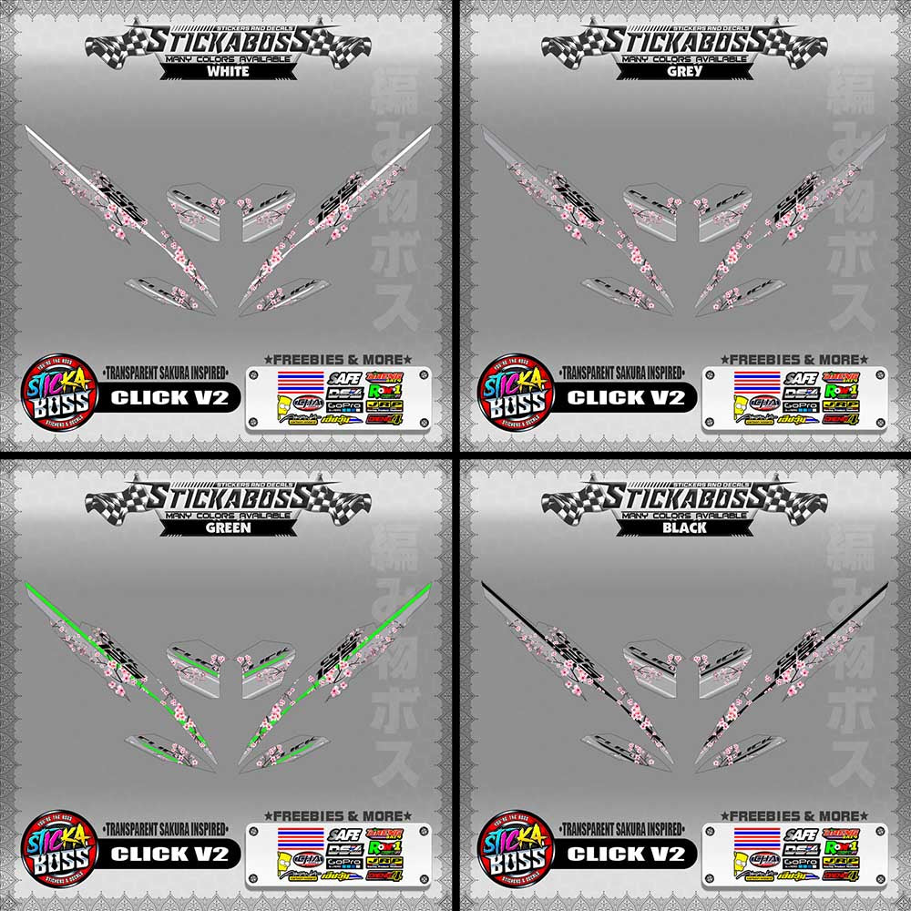 【PREMIUM UV PRINT】TRANSPARENT CLICK 125 / 150 V2 DECALS ( SAKURA INSPIRED )【WITH FREEBIES】