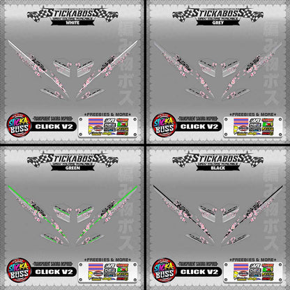 【PREMIUM UV PRINT】TRANSPARENT CLICK 125 / 150 V2 DECALS ( SAKURA INSPIRED )【WITH FREEBIES】