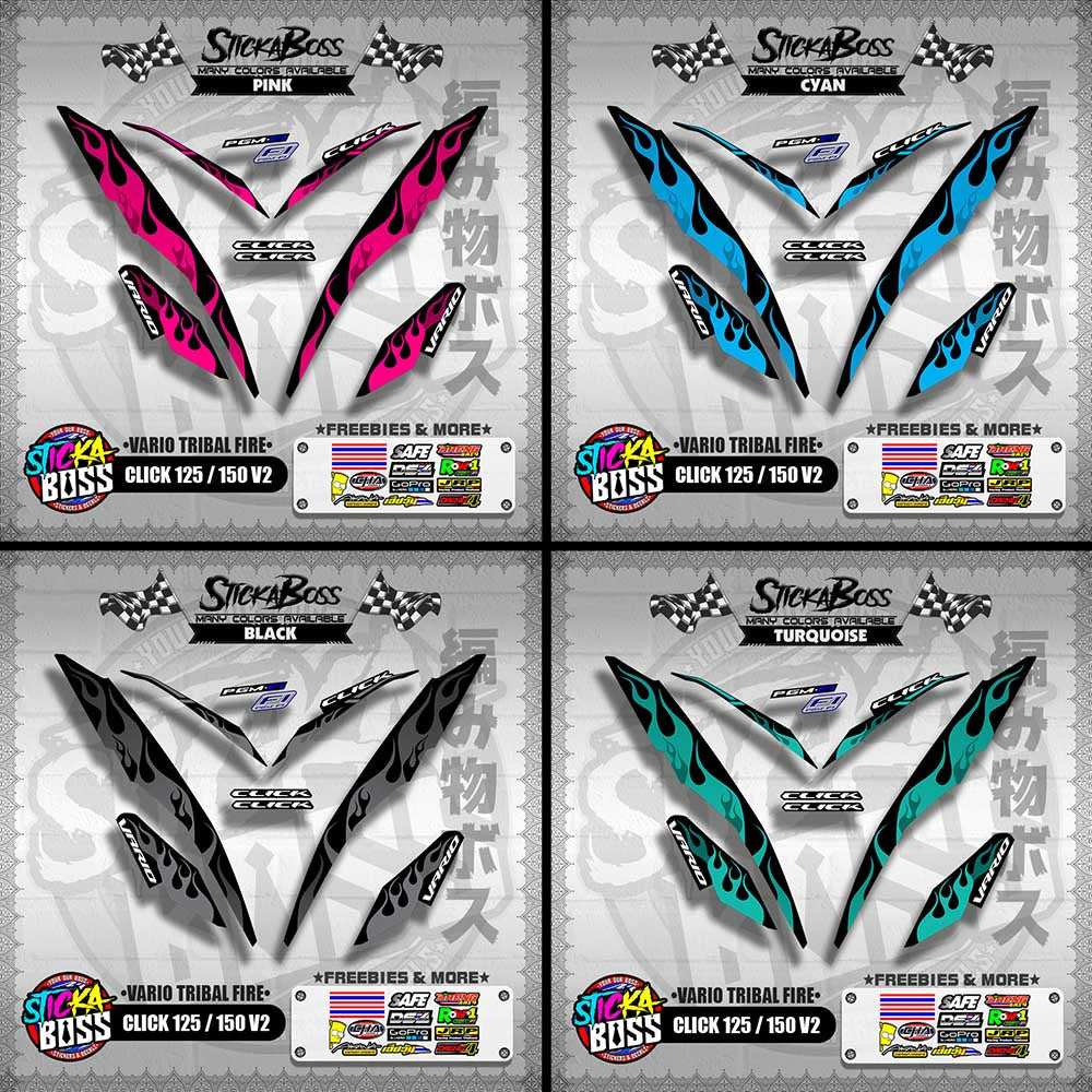 CLICK 125 / 150 V2 DECALS ( VARIO TRIBAL FIRE )【WITH FREEBIES】