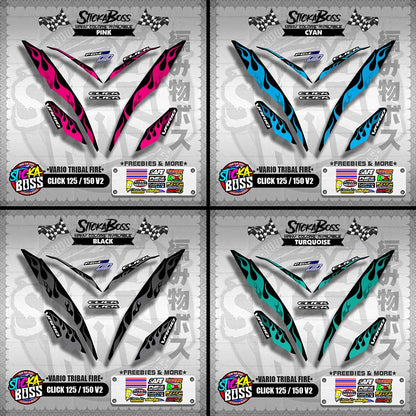 CLICK 125 / 150 V2 DECALS ( VARIO TRIBAL FIRE )【WITH FREEBIES】