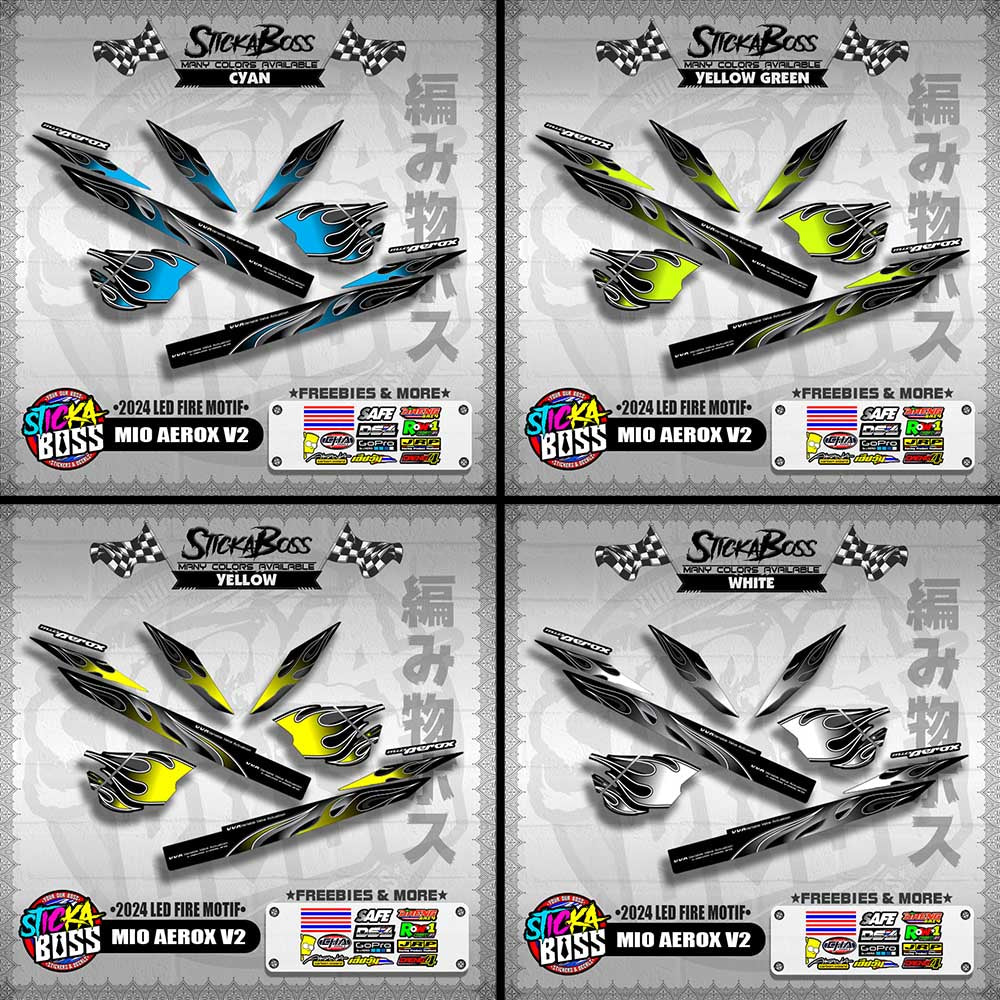 MIO AEROX V2 DECALS ( 2024 LED FIRE MOTIF )【WITH FREEBIES】