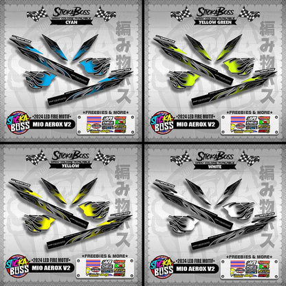 MIO AEROX V2 DECALS ( 2024 LED FIRE MOTIF )【WITH FREEBIES】