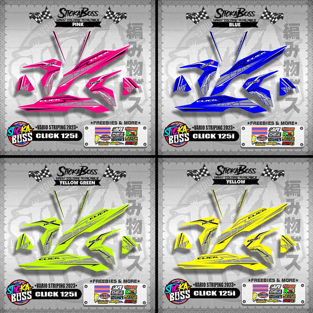 CLICK 125i V3 STOCK DECALS ( VARIO STRIPING 2023 )【WITH FREEBIES】