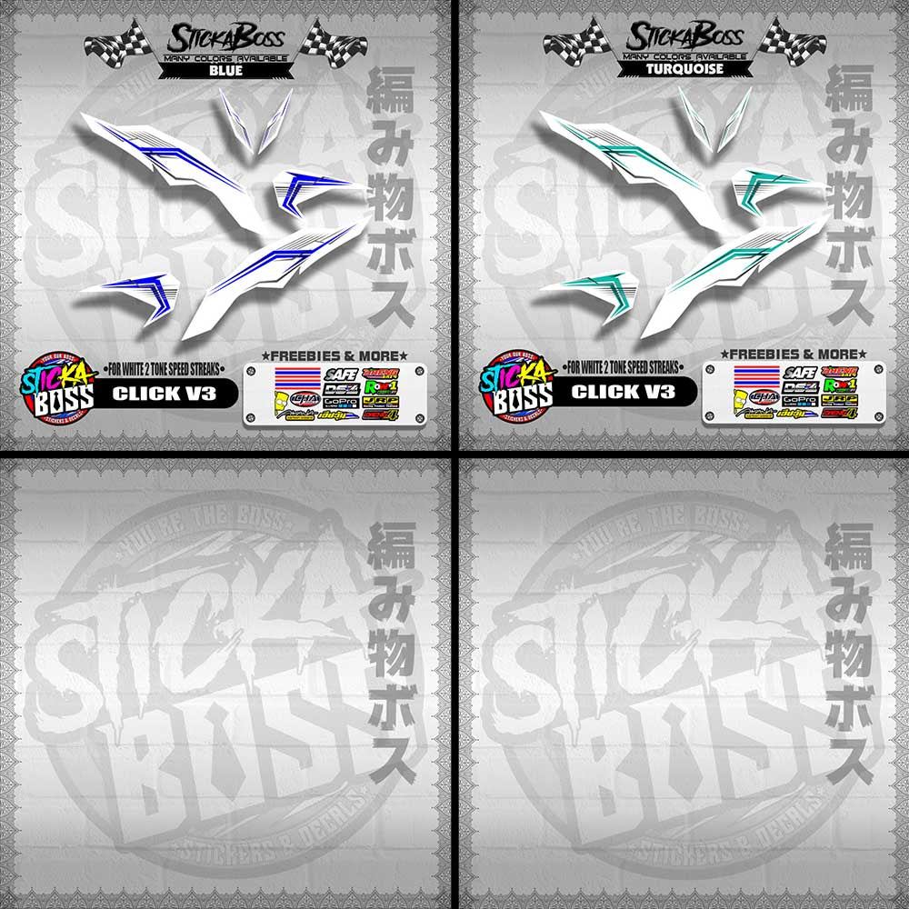CLICK V3 DECALS ( FOR WHITE 2 TONE SPEED STREAKS )【WITH FREEBIES】
