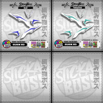 CLICK V3 DECALS ( FOR WHITE 2 TONE SPEED STREAKS )【WITH FREEBIES】