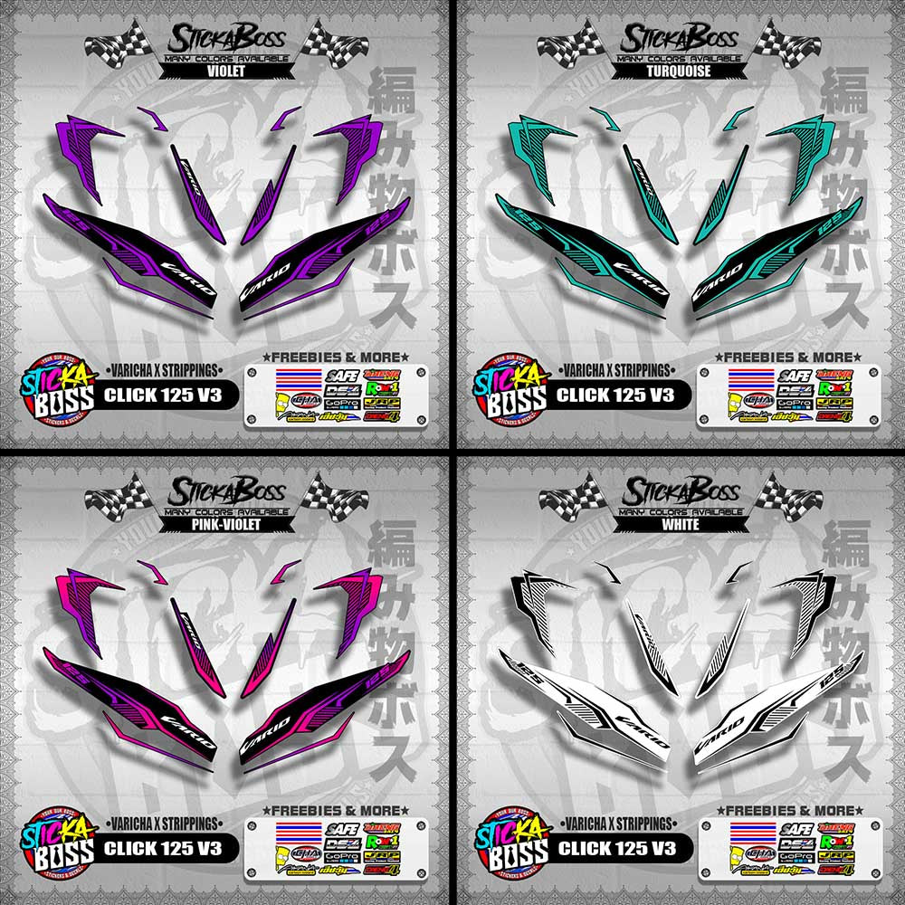 CLICK 125 V3 DECALS ( VARICHA X STRIPPINGS )【WITH FREEBIES】