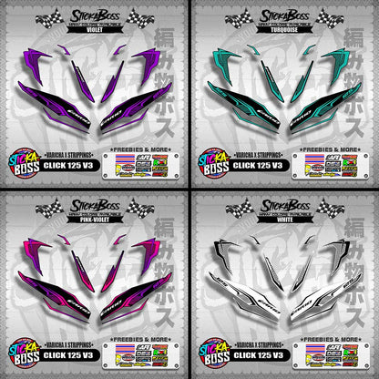 CLICK 125 V3 DECALS ( VARICHA X STRIPPINGS )【WITH FREEBIES】