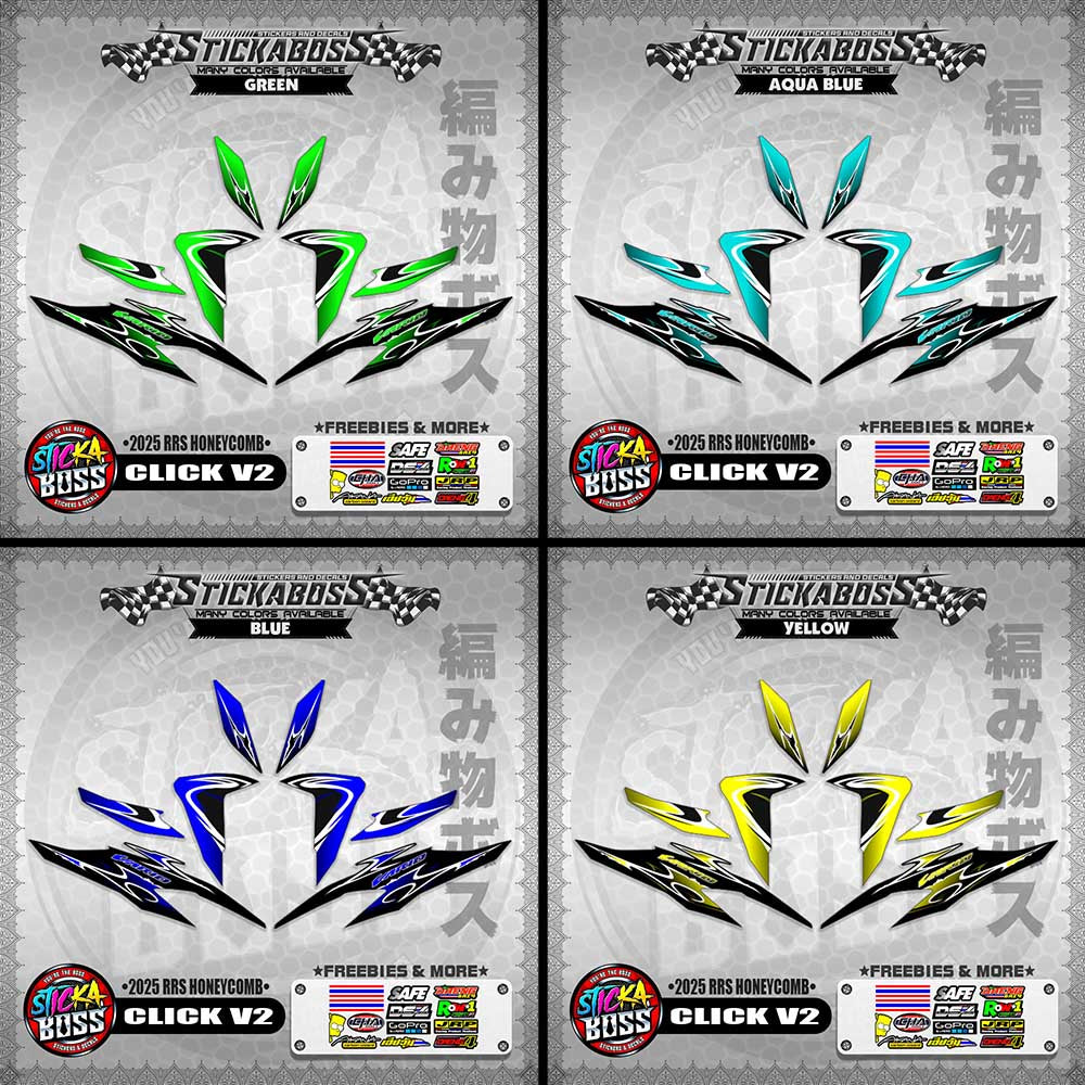 CLICK V2 INDO STICKER DECALS ( 2025 RRS HONEYCOMB )【WITH FREEBIES】