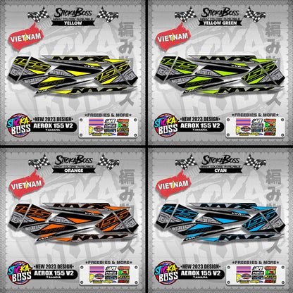 AEROX 155 V2 VIETNAM DECALS ( NEW 2023 DESIGN )【WITH FREEBIES】
