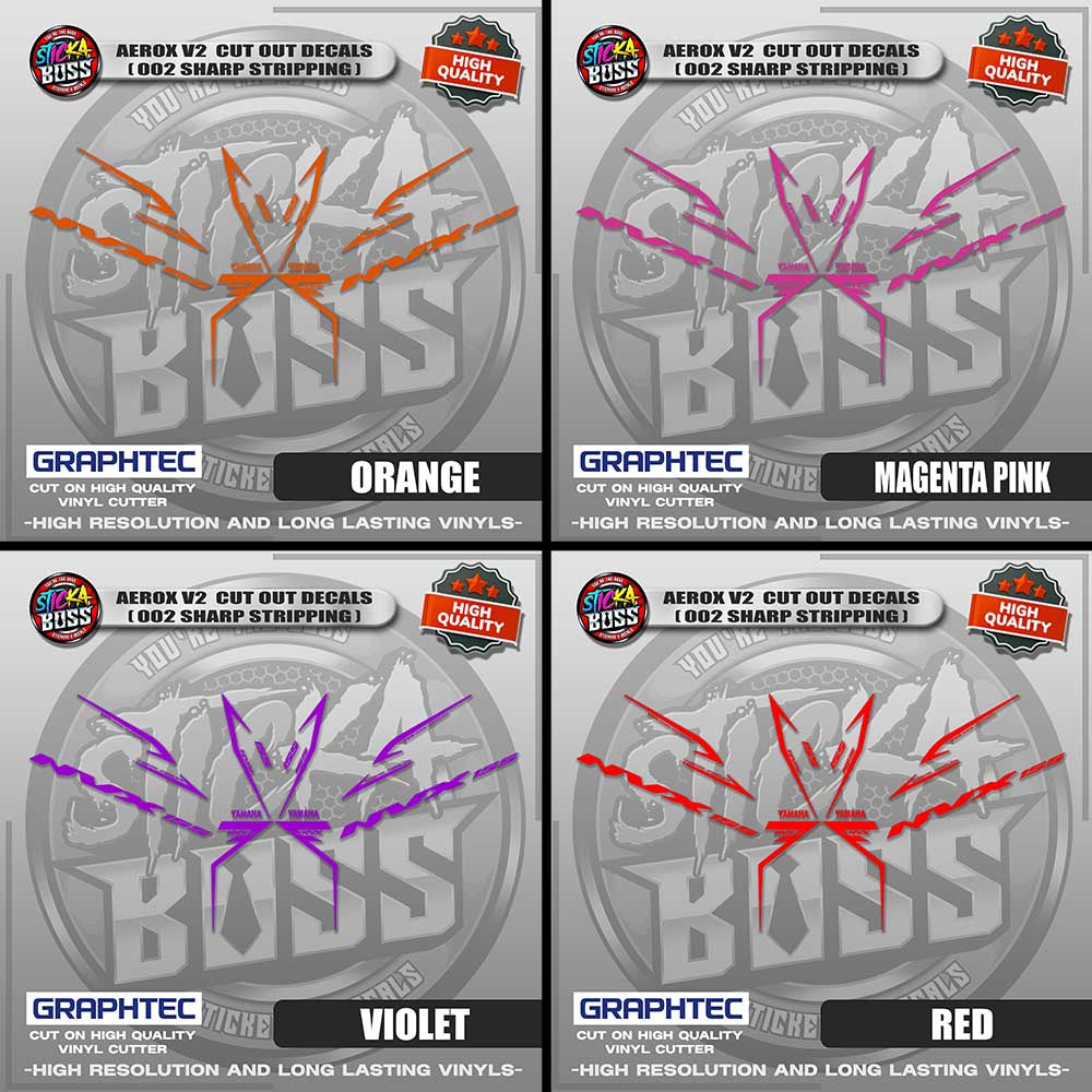 AEROX V2 CUT OUT DECALS ( 002 SHARP STRIPPING ) | VINYL WATERPROOF CUT-OUT STICKER DECALS